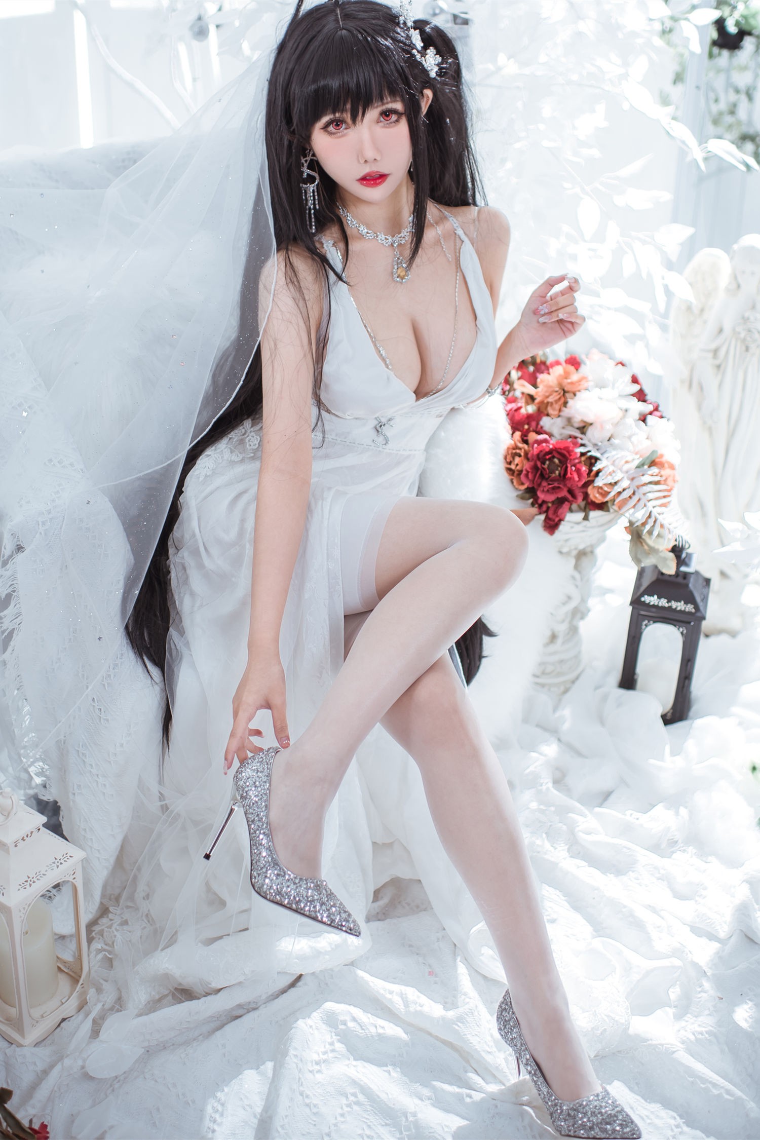 仙女月 大凤纯白婚纱-COS世界