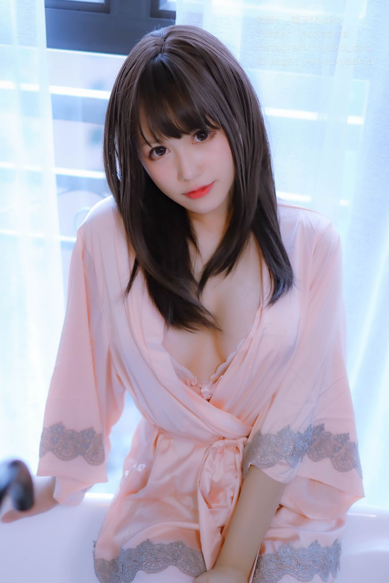 图片[2]-Nyako喵子 妄想彼女との同棲生活丝绸睡衣-COS世界