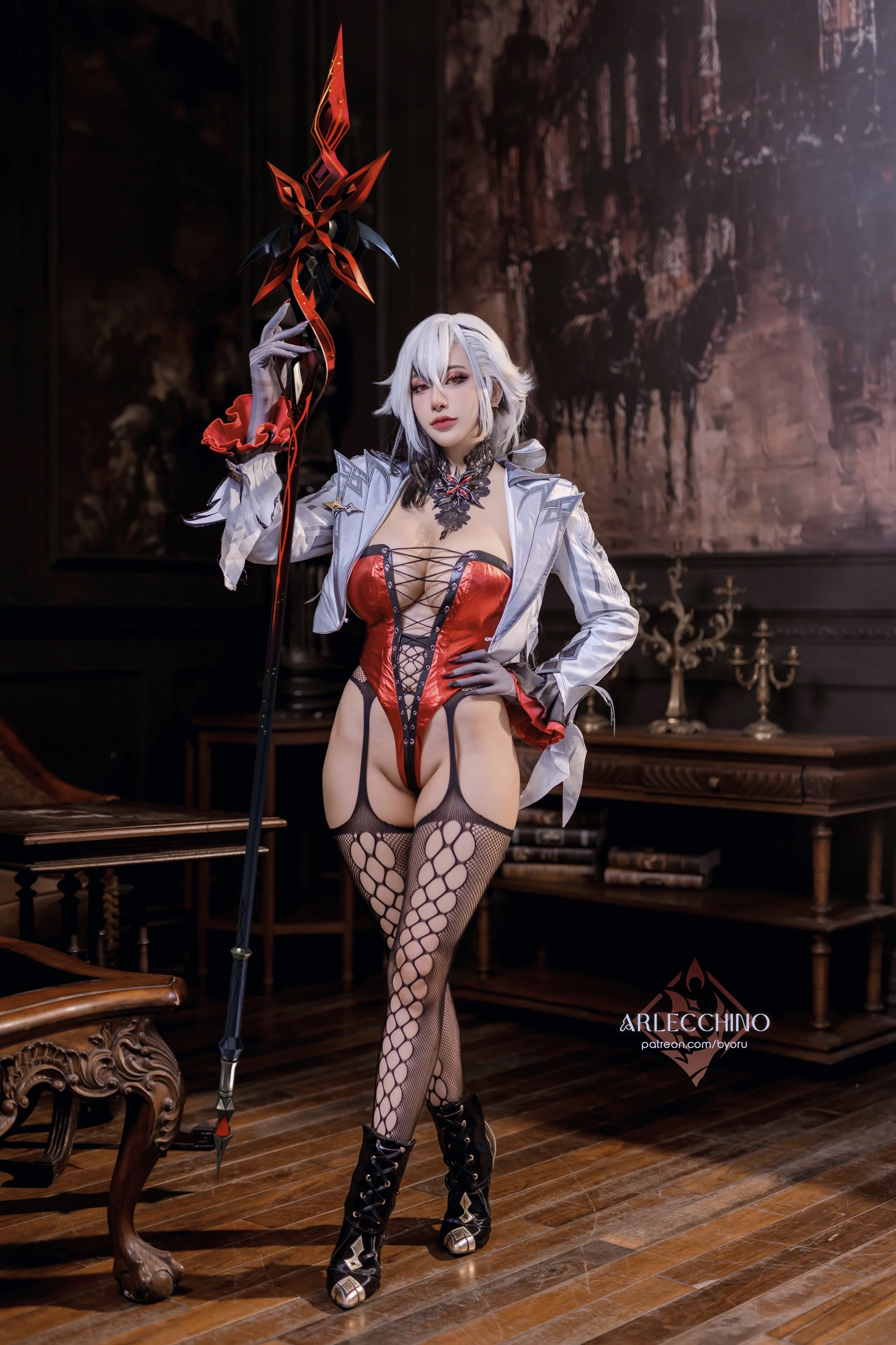 图片[3]-日本性感萝莉Byoru Genshin Impact Arlecchino Dress-COS世界