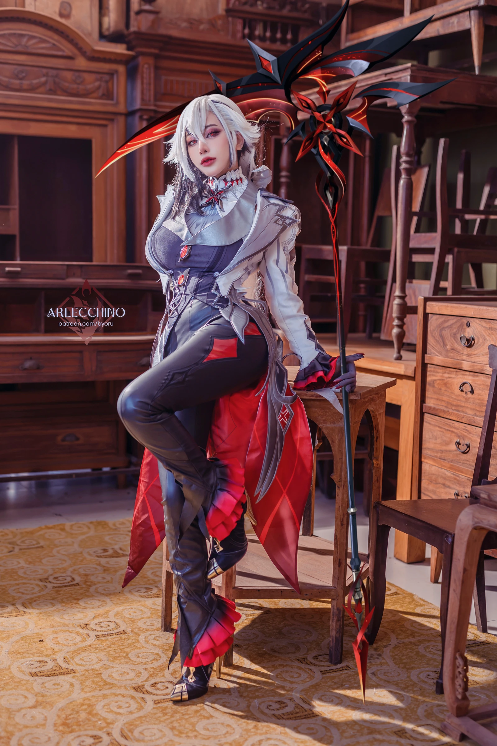 日本性感萝莉Byoru Genshin Impact Arlecchino Dress-COS世界