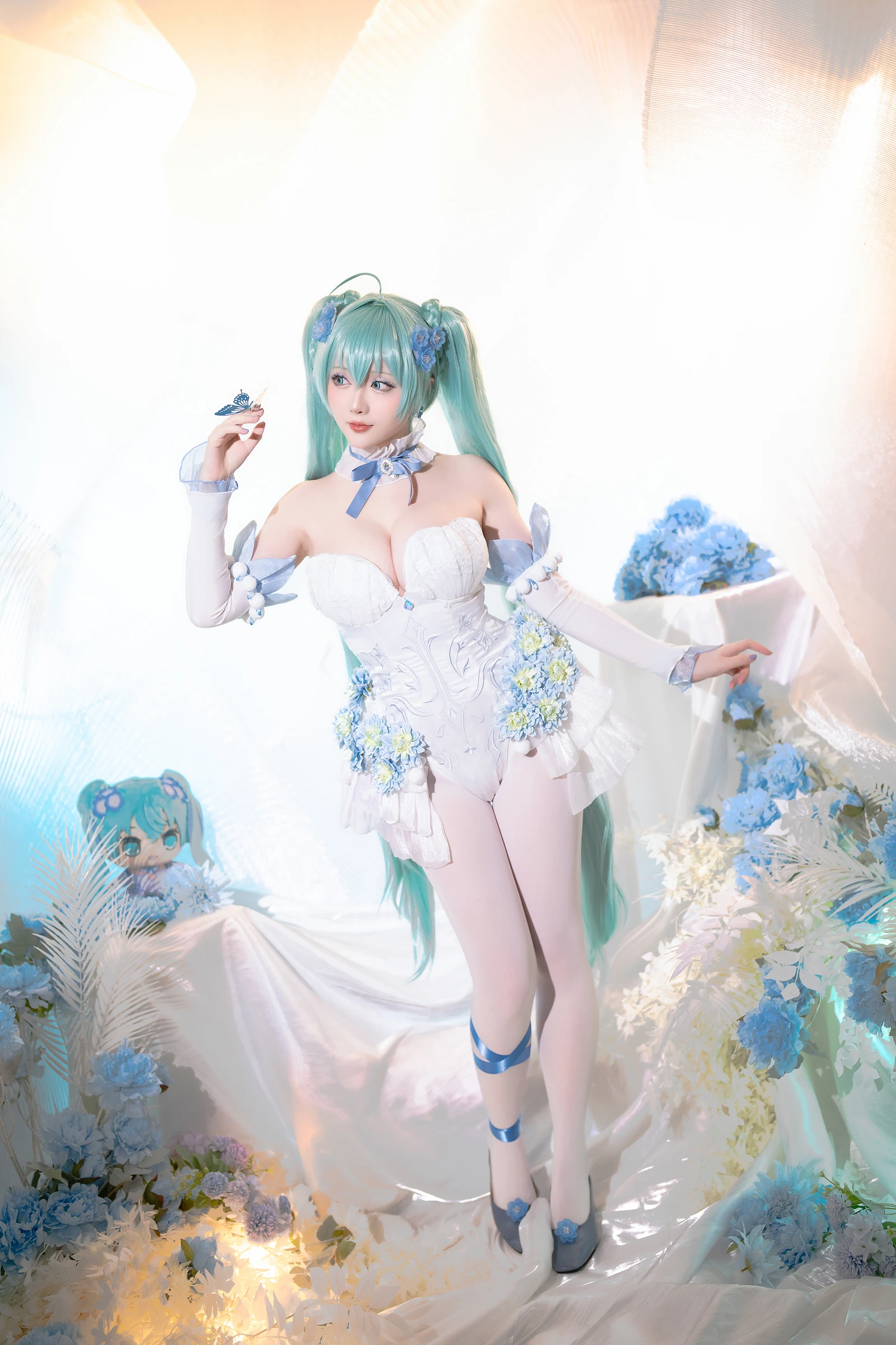 图片[3]-Coser小姐姐星之迟迟 初音未来粉蝶花精灵-COS世界